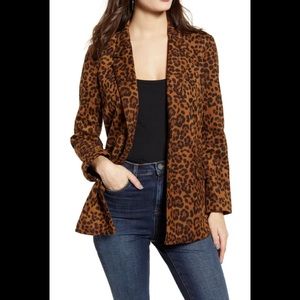 Blank NYC Leopard Print Faux Suede Blazer NEW